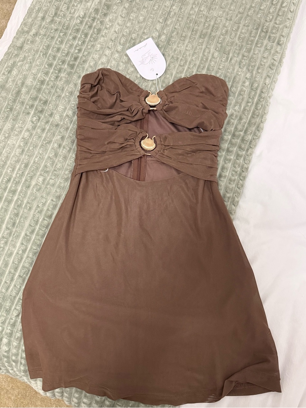 Fortunate One Havana Strapless Mini Dress Brown